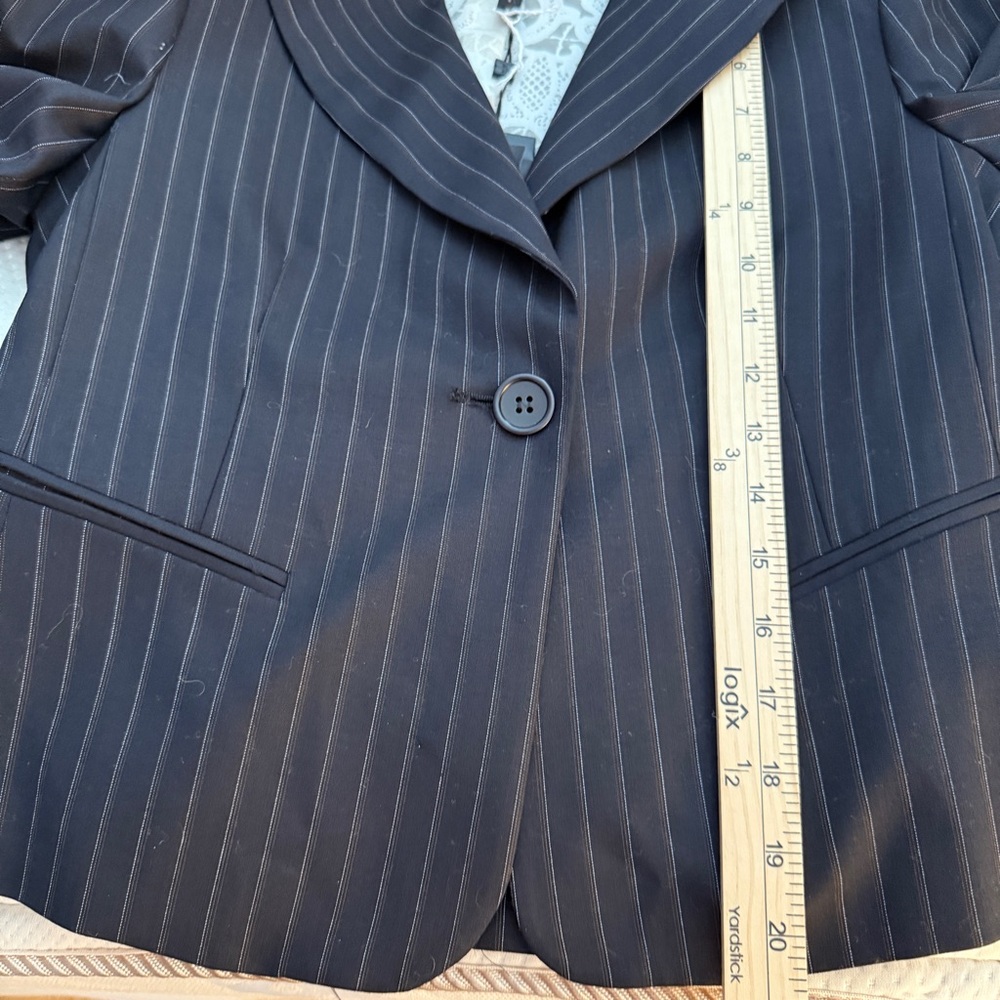 BCBGMAXAZRIA Marilyn Navy Wool Pinstripe Blazer Brand New S Office Siren $298 - Picture 13 of 13